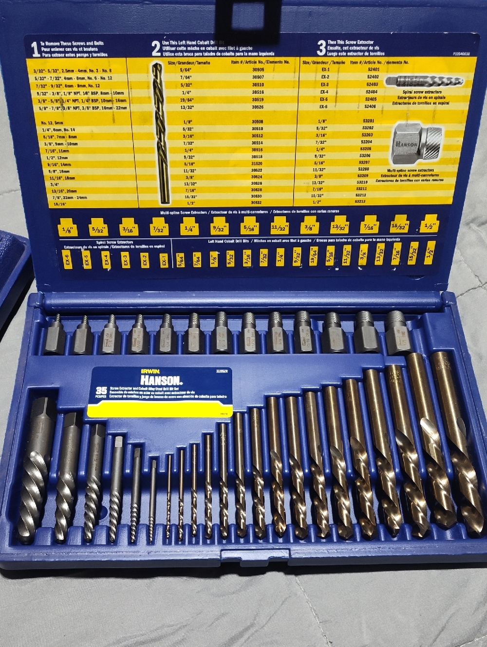IRWIN HANSON 35 Pierce Screw Extractor And Cobalt Alloy Steel Drill Bit Set. NEW